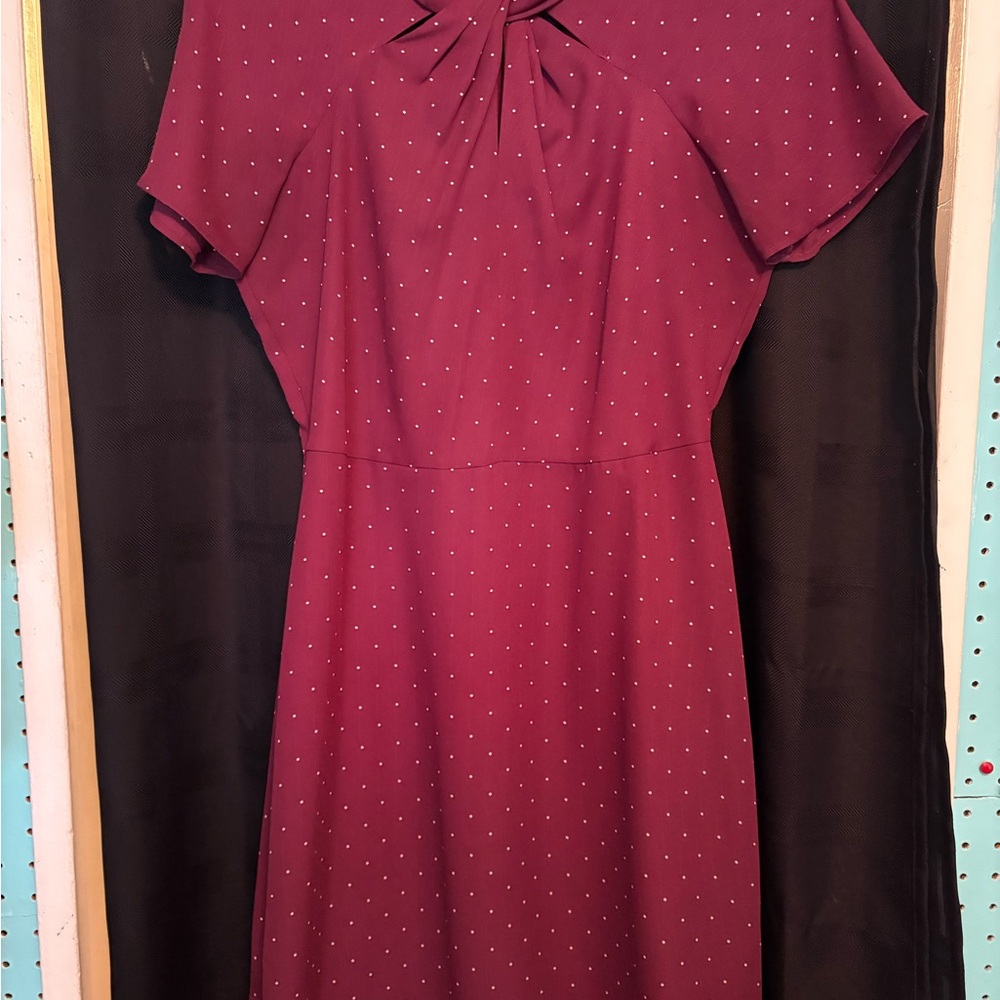 Elegant Burgundy Dress with Bow Detail